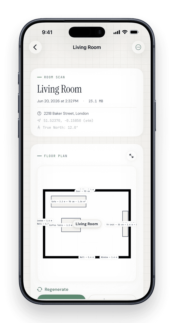 Automatic 2D floor plan with precise room measurements