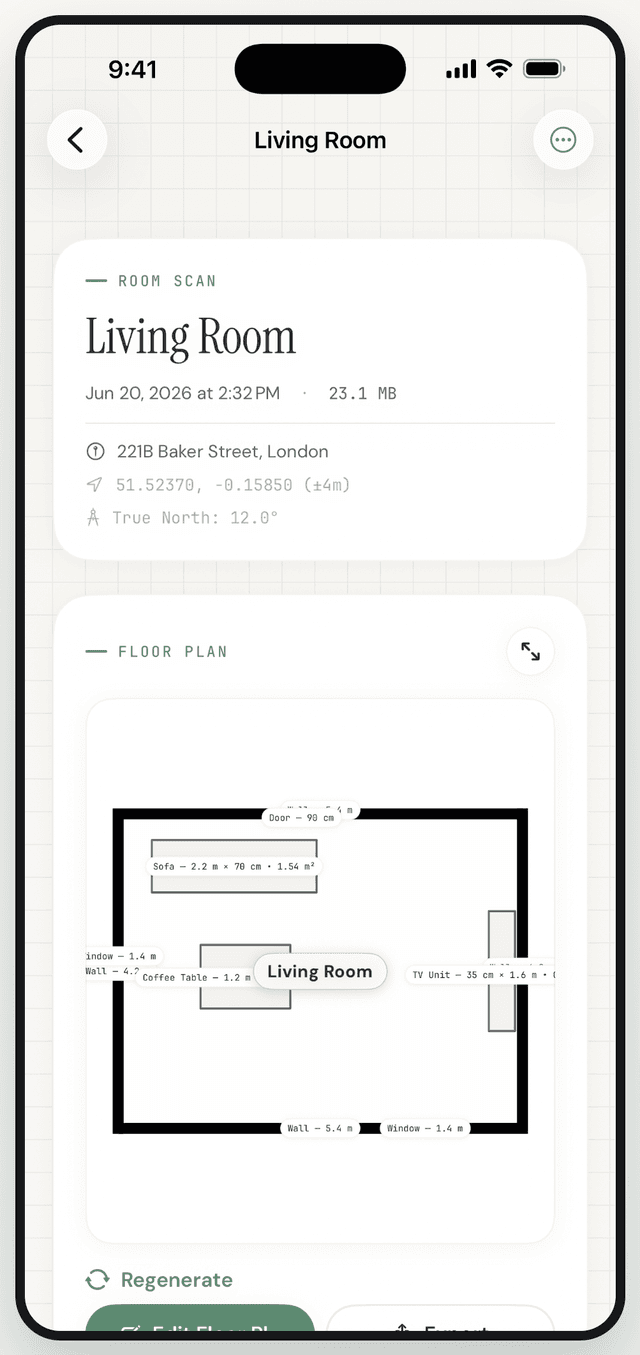 Automatic 2D floor plan with precise measurements
